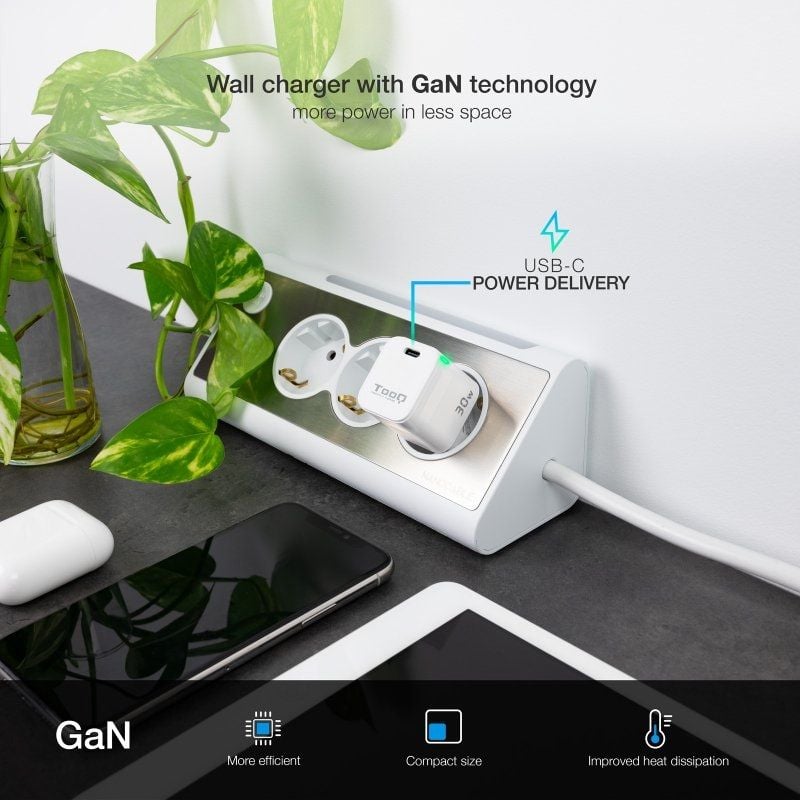 Carregador de Parede Gan Tooq Tqwc-ganpd30wt / 1xusb Type-c / 30W