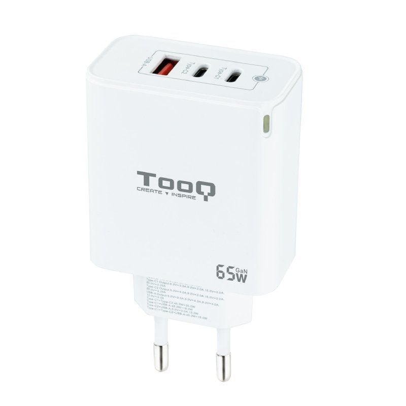 Tooq Tqwc-ganqc2pd65wt / 2xusb Tipo C / 1xusb / 65W Carregador de Parede Gan Tooq Tqwc-ganqc2pd65wt…