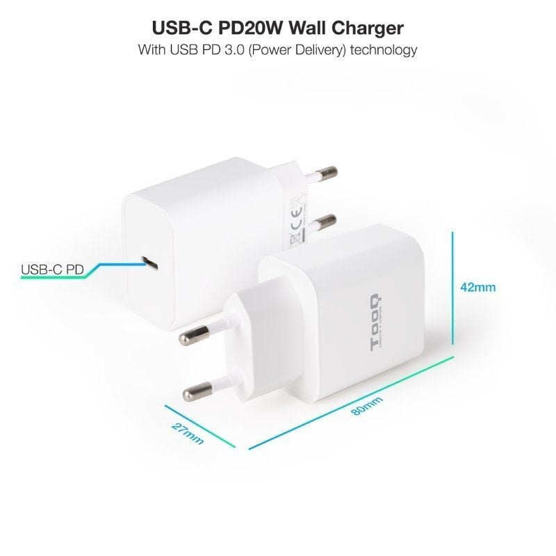 Carregador de Parede Tooq Tqwc-pdusbc20w / 1xusb Type-c / 20W