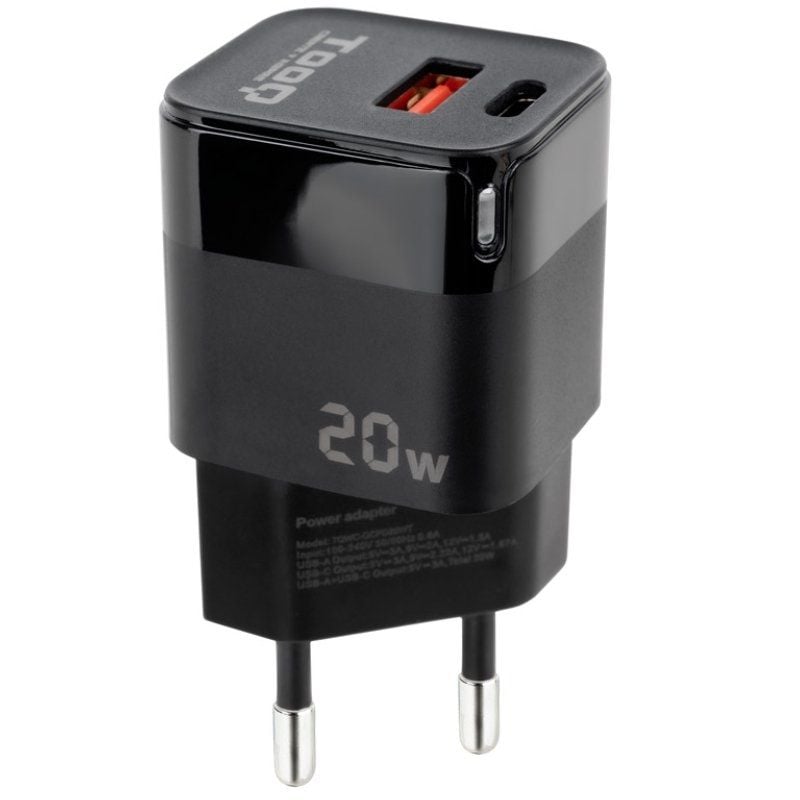 Carregador de Parede Tooq Tqwc-qcpd20 / 1xusb Tipo C / 1xusb / 20W