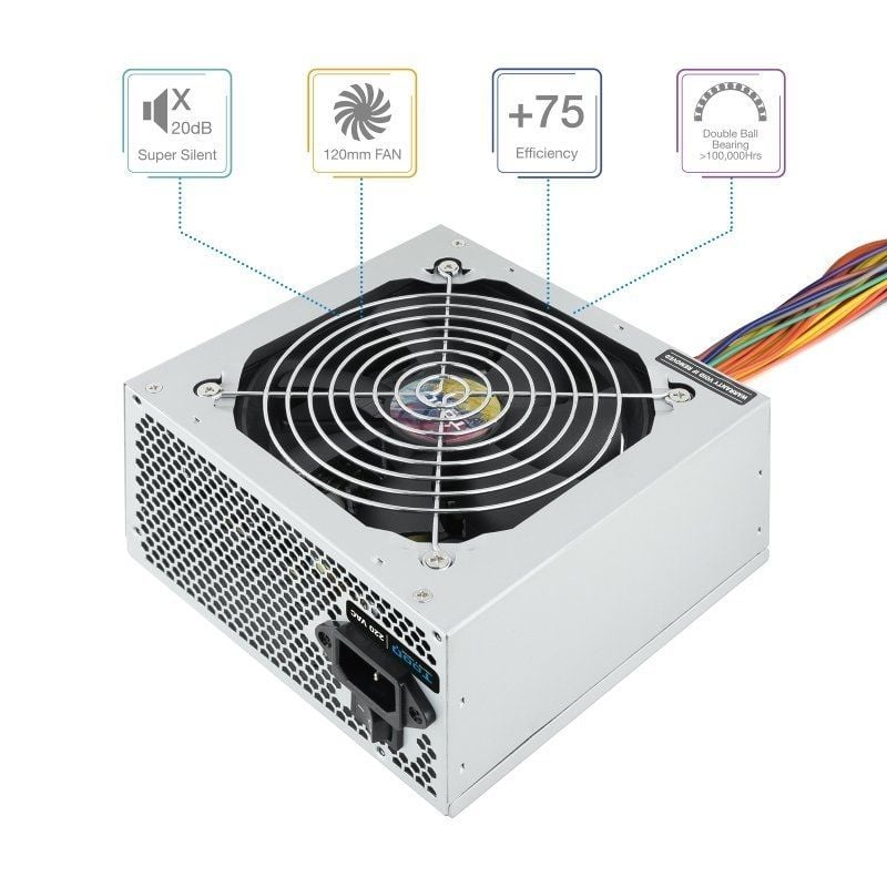 Fonte de Alimentação Tooq Tqapolo-500sp / 500W / Ventilador de 12cm