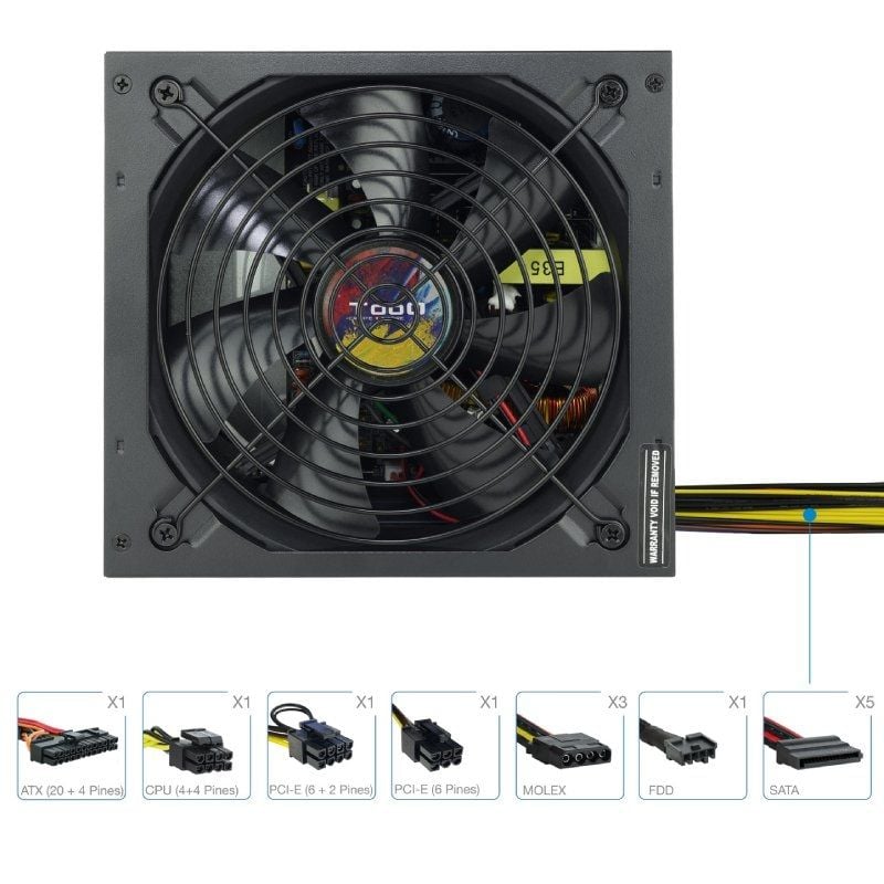 Fonte de Alimentação Tooq Tqapolo-650sp / 650W / Ventoinha de 14cm