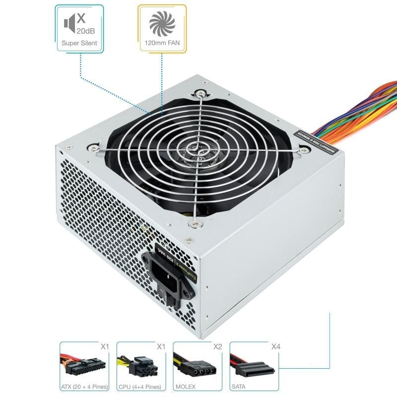 Fonte de Alimentação Tooq Tqep-500sse / 500W / Ventilador de 12cm