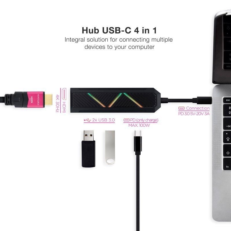 Base de Ligação USB Tipo C Nanocable 10.16.0401 / 2xusb / 1xusb Tipo C PD / 1xhdmi 4K