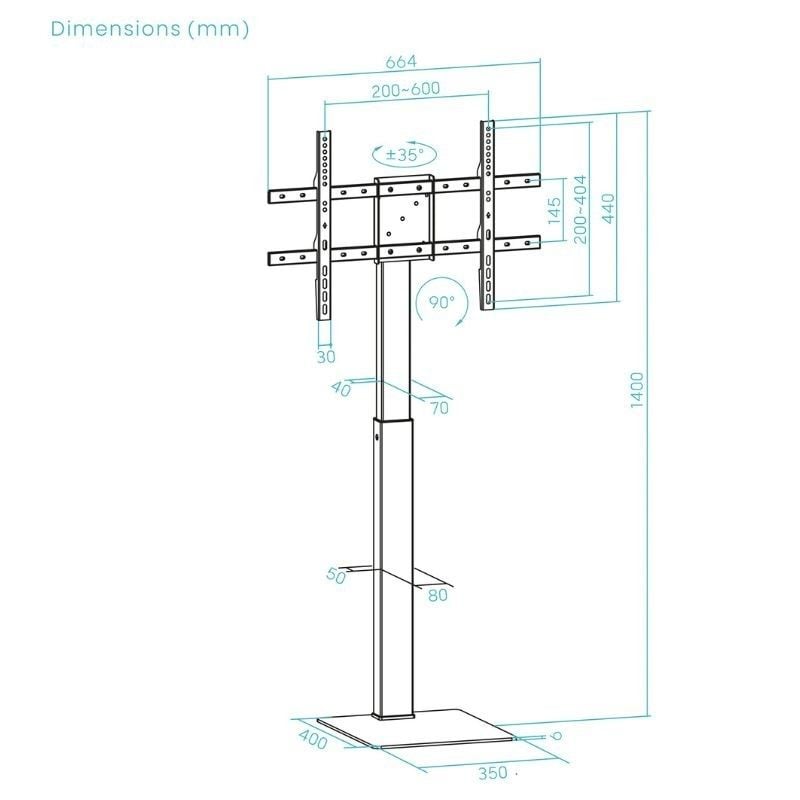 Tooq Fs2286m-b Suporte de Chão Giratório / Rotativo para TV 37-70" / Até 40kg