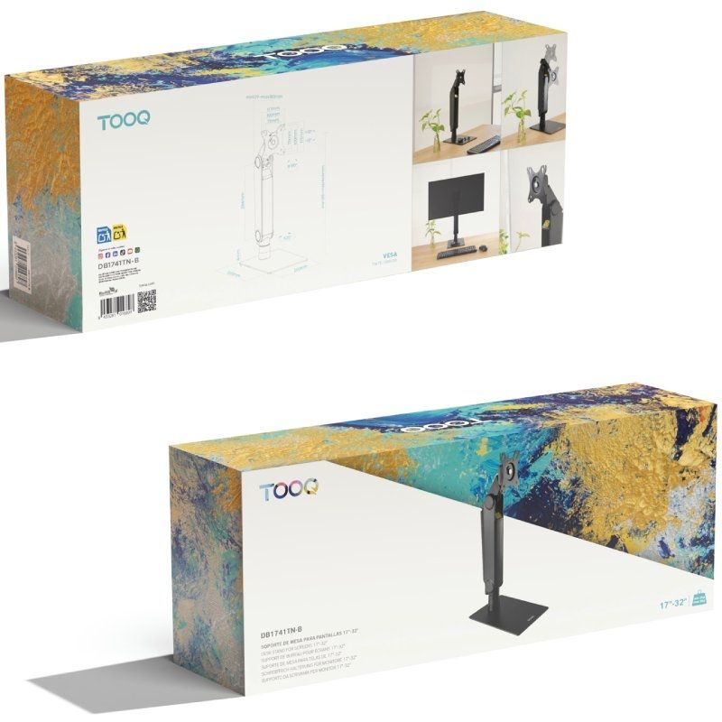 Tooq Db1741tn-b Suporte de Mesa para Monitor / Giratório / Inclinado / Até 8kg