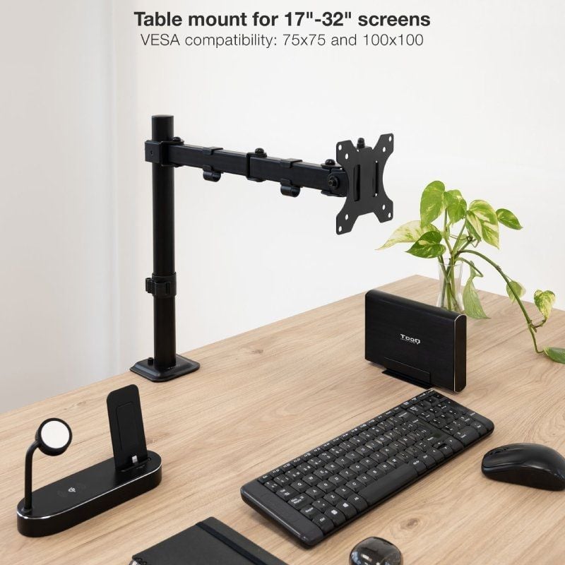 Tooq Db1801tn-b Suporte de Mesa para Monitor / Giratório / Inclinado / Até 8kg