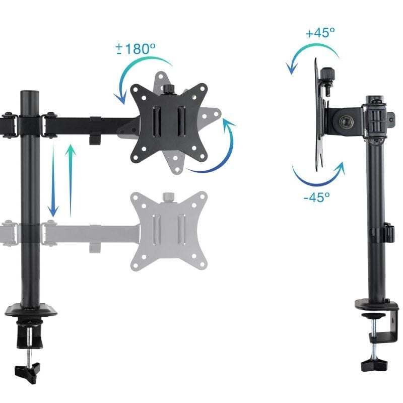 Suporte de Mesa Tooq Db1802tn-b para 2 Monitores / Giratório / Inclinado / Até 8kg