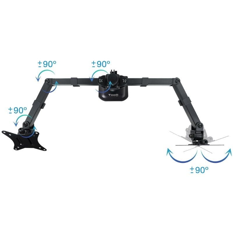 Suporte de Mesa Tooq Db1802tn-b para 2 Monitores / Giratório / Inclinado / Até 8kg