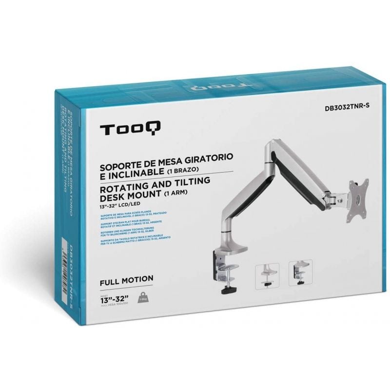 Tooq Db3032tnr-s Suporte de Mesa para Monitor / Giratório / Inclinado / Até 9kg