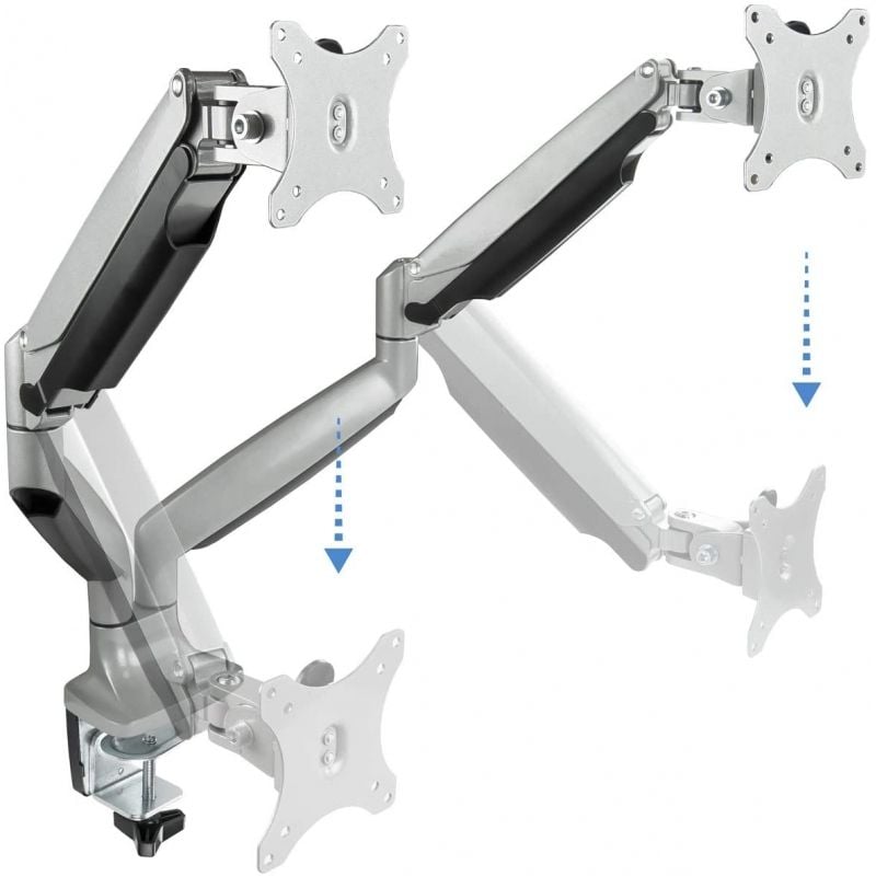 Suporte de Mesa Tooq Db3132tnr-s para 2 Monitores / Giratório / Inclinado / Até 9kg