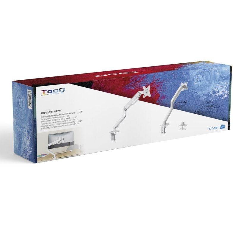 Tooq Db4032tnr-w Suporte de Mesa para Monitor / Giratório / Inclinado / Até 9kg