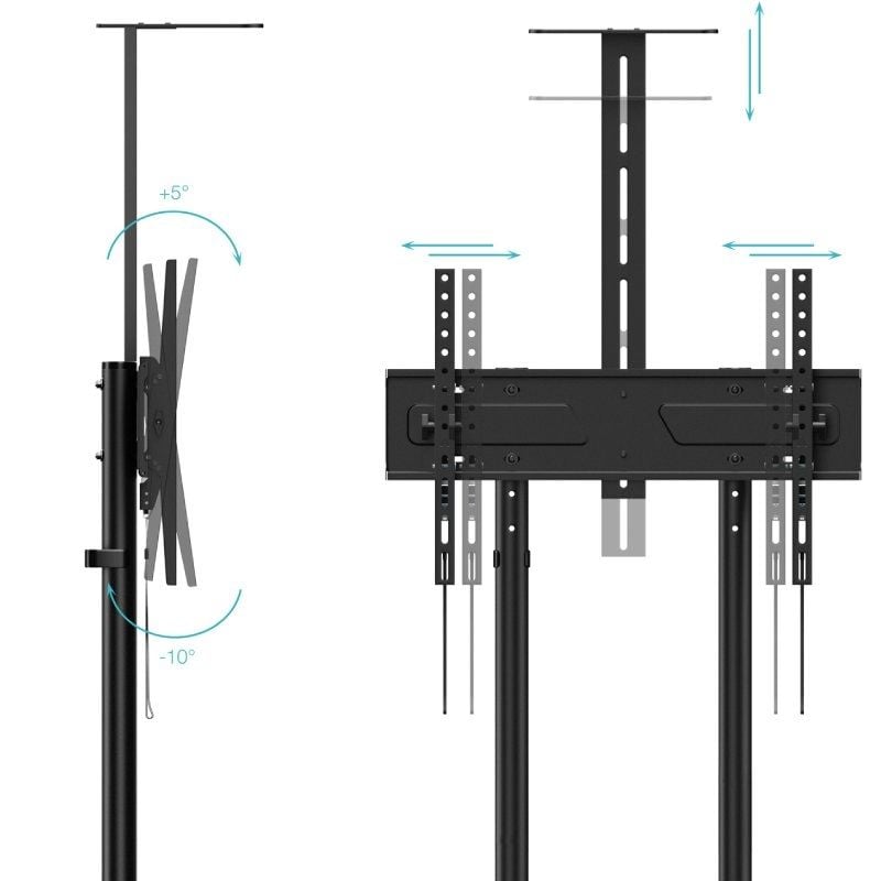 Tooq NEFERTITI Fs1151m-b Suporte de Chão Inclinável com Rodízios para Tvs 37-70" / Até 70kg
