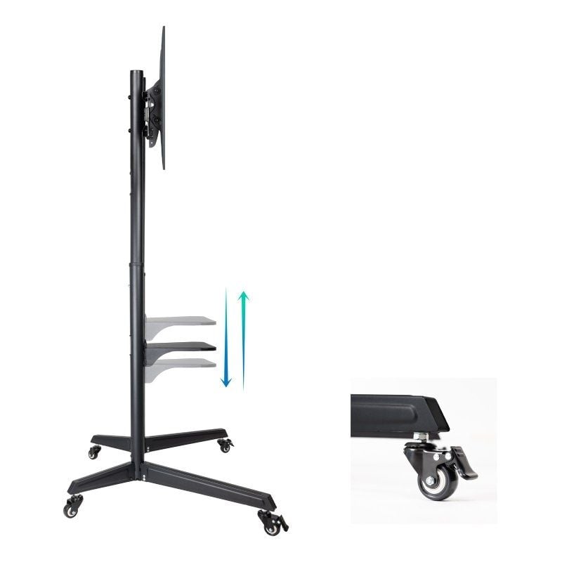 Suporte de Chão Inclinável Tooq Fs1170m-b com Rodízios para TV 37-70" / Até 50kg