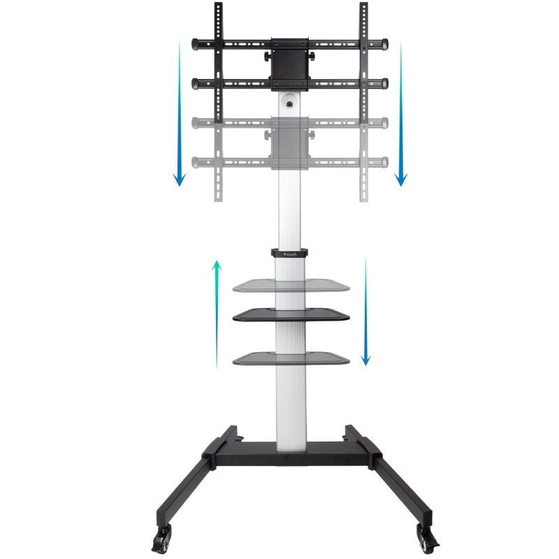 Tooq Fs1886m-b Suporte de Chão Inclinável / Ajustável com Rodízios para Tvs de 37-86" / Até 50kg