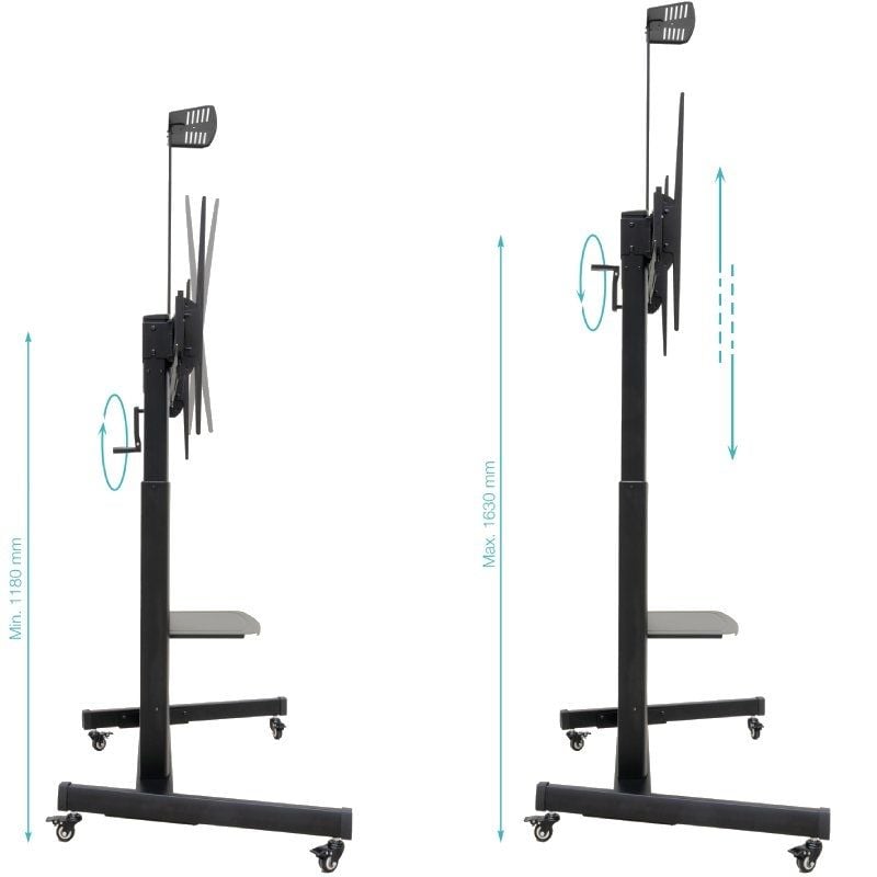 Suporte de Chão Inclinável Tooq Fs20406hm-b com Rodízios para Televisores de 60-100" / Até 120kg