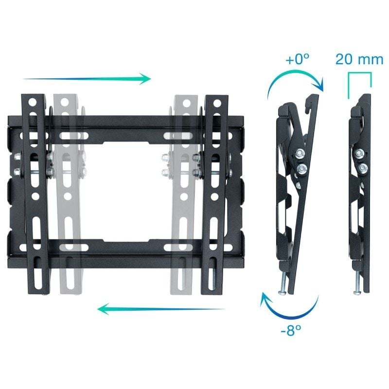 Tooq Lp1044t-b Suporte de Parede Inclinável Tooq Lp1044t-b para TV 23-43" / Até 45kg