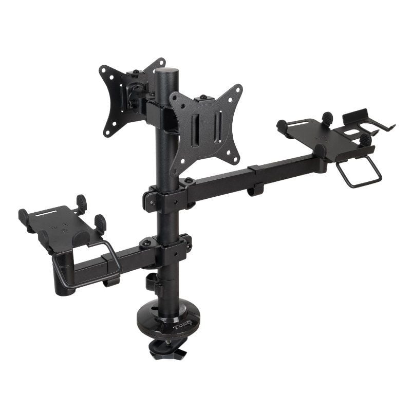 Suporte de Mesa para 2 Monitores, Pos, Impressora, Terminal e Leitor Tooq TQPM0002 / Giratório / In…