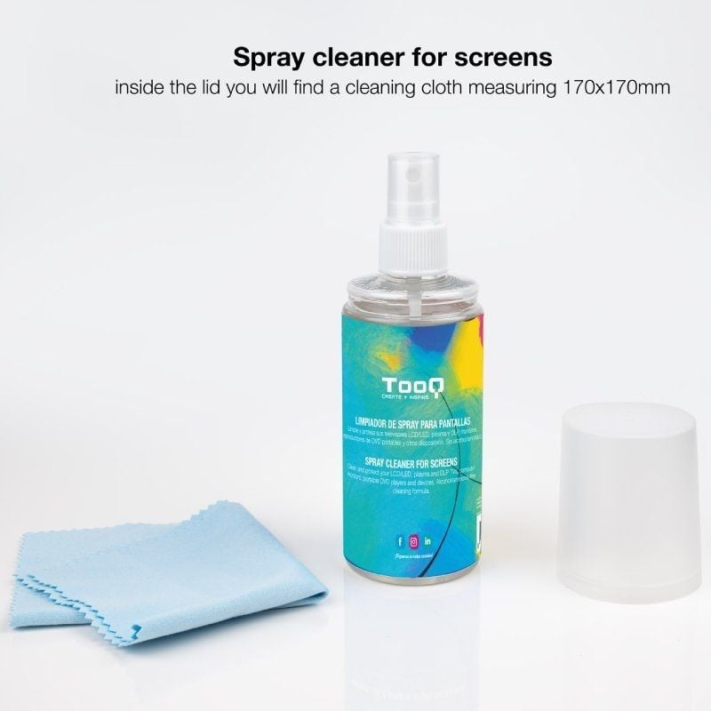 Kit de Limpeza do Ecrã Tooq TQSC0016 / Spray 150ml + Pano de Microfibras