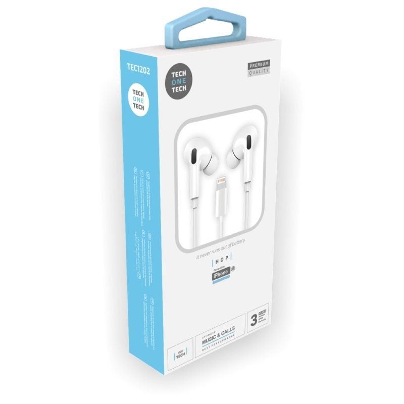 Tech One Tech Eartech TEC1203 Displays para Auscultadores / com Microfone / Lightning / Inclui 10 A…