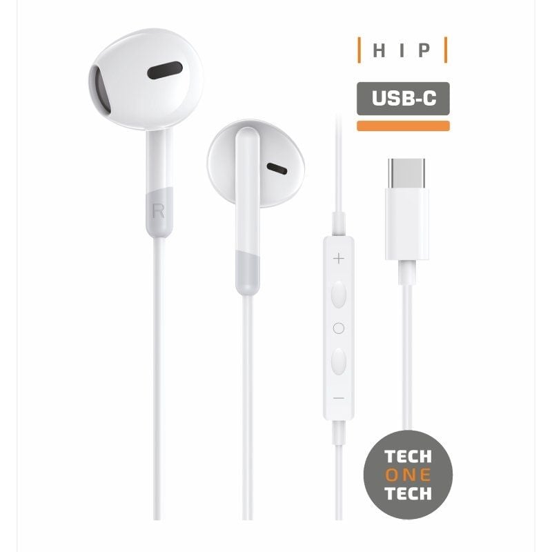 Tech One Tech Eartech TEC1301 Auscultadores Intra-auriculares / com Microfone / USB Type-c / Branco