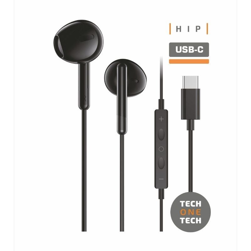 Tech One Tech Eartech TEC1302 Auscultadores Intra-auriculares / com Microfone / USB Tipo C / Preto