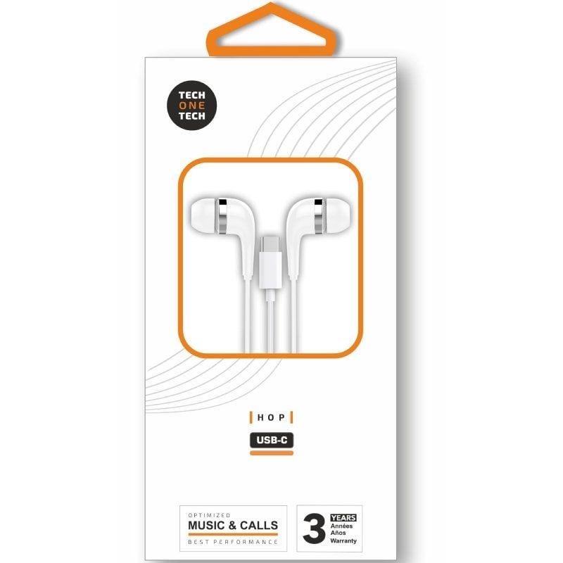 Tech One Tech Eartech TEC1304 Auscultadores Intra-auriculares / com Microfone / USB Type-c / Branco