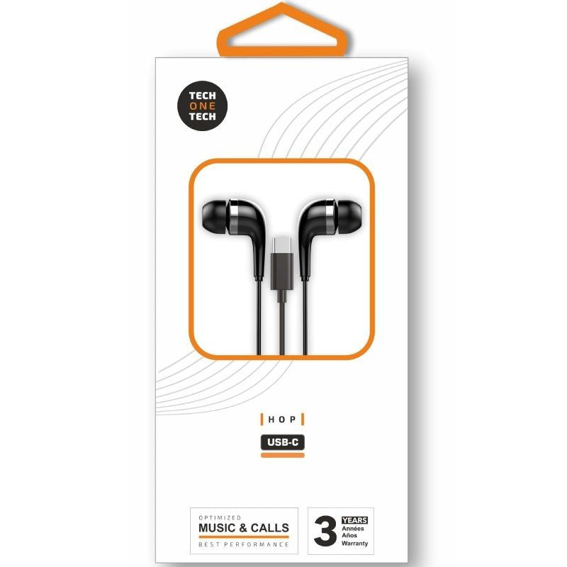 Tech One Tech Eartech TEC1305 Auscultadores Intra-auriculares / com Microfone / USB Tipo C / Preto