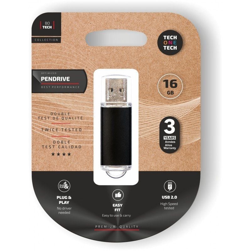 Unidade Flash Tech One Tech Basic USB 2.0 16GB / Preto