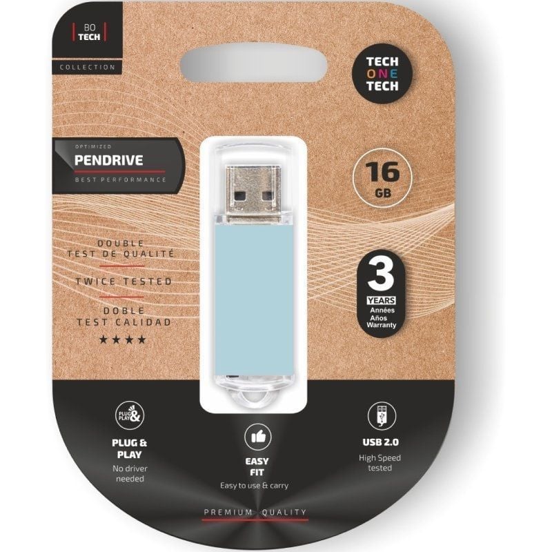 Unidade Flash Tech One Tech Basic USB 2.0 16GB / Azul Celeste
