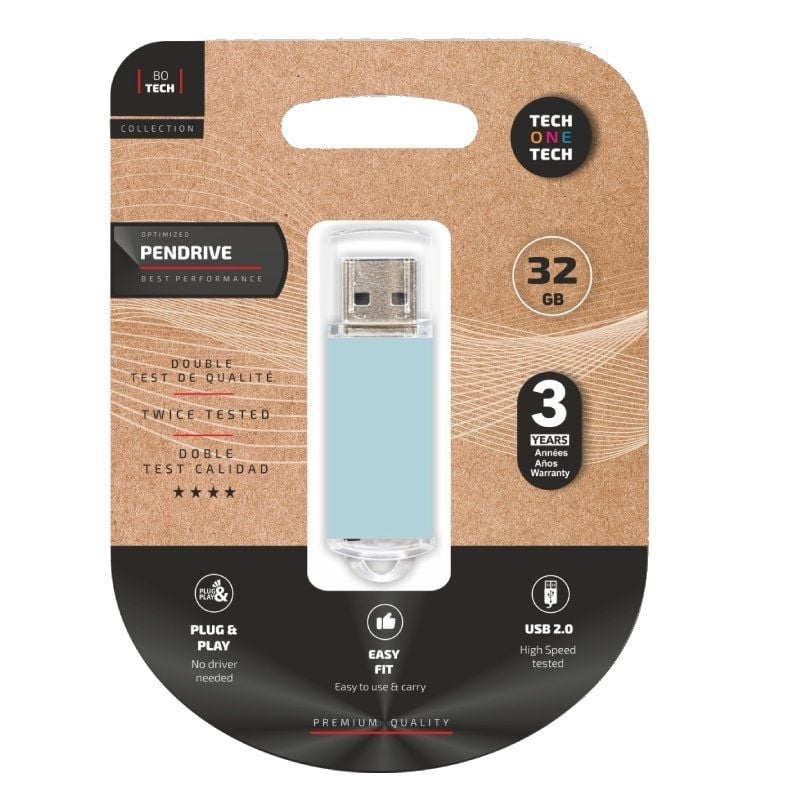 Unidade Flash de 32 GB Tech One Tech Basic USB 2.0 / Azul Celeste