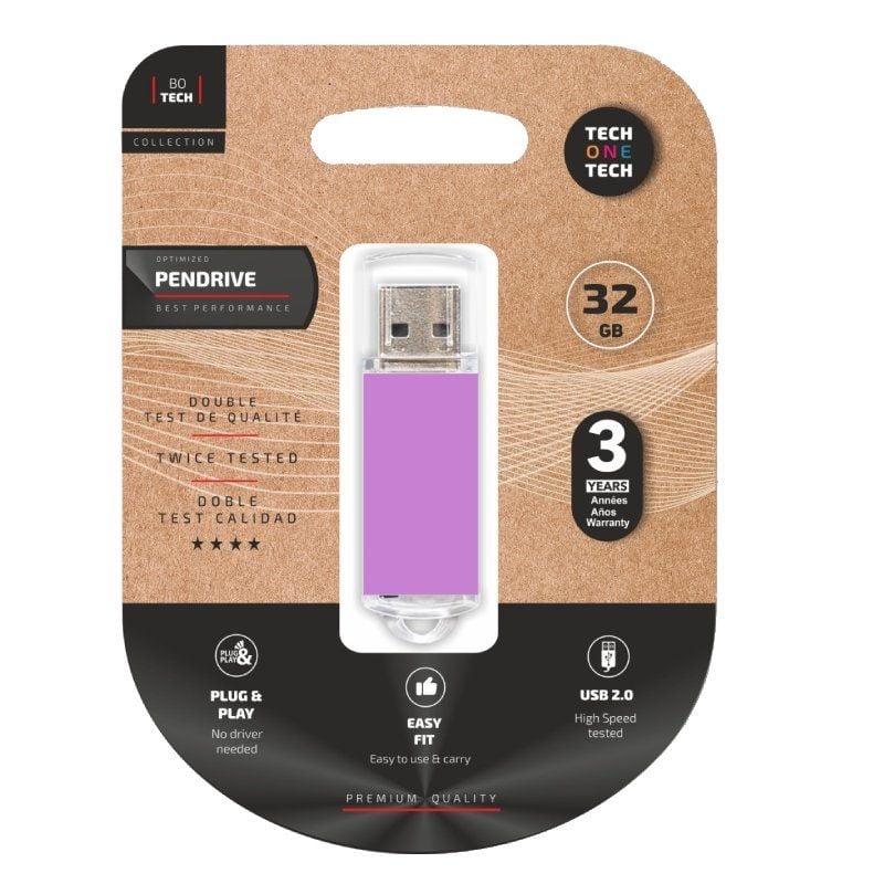 Unidade Flash USB 2.0 Tech One Tech Basic 32GB / Roxo Claro