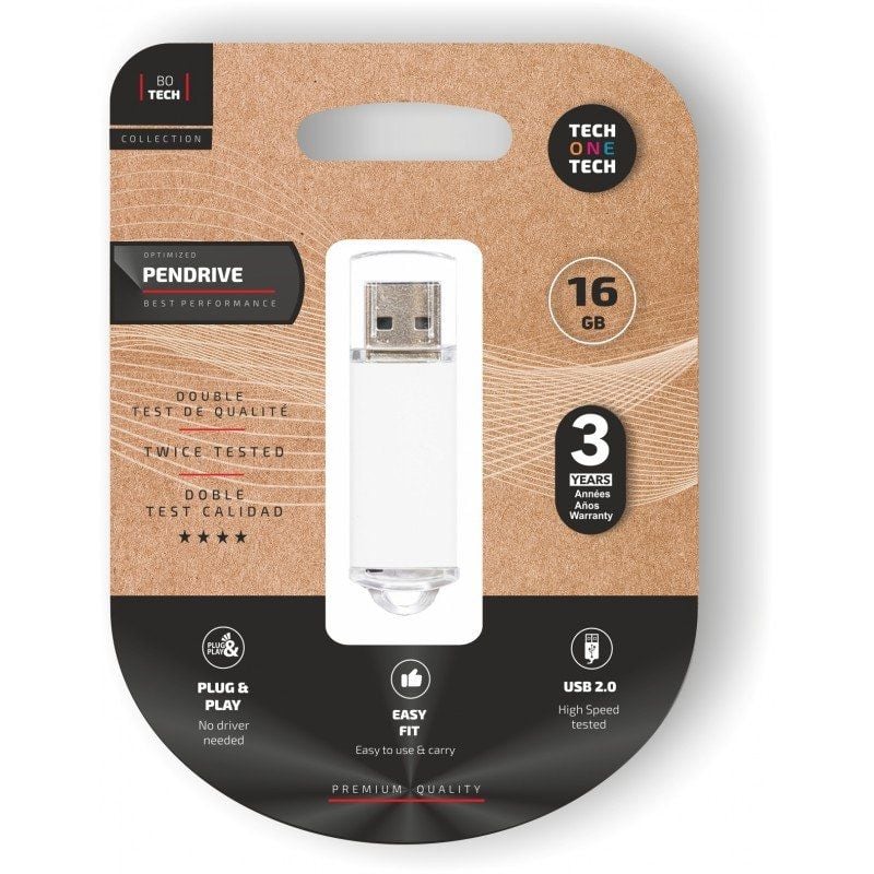 Unidade Flash Tech One Tech Basic USB 2.0 16GB / Branco