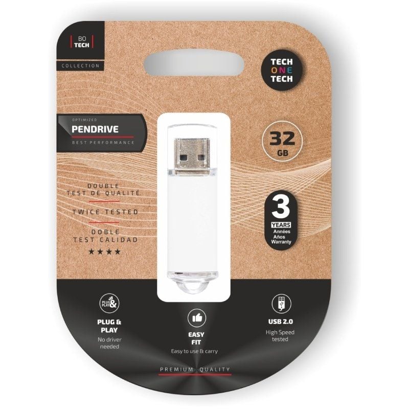 Unidade Flash Tech One Tech Basic USB 2.0 32GB / Branco