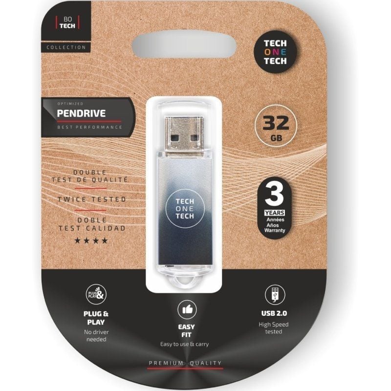 Unidade Flash 32GB Tech One Tech Be B&w USB 2.0 / Preto e Branco Degradado