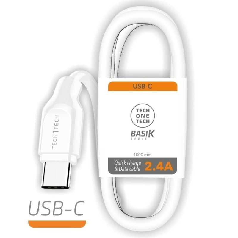 Tech One Tech TEC2903 Cabo USB Tipo C / USB Tipo C Macho - USB Macho / 1m / Branco