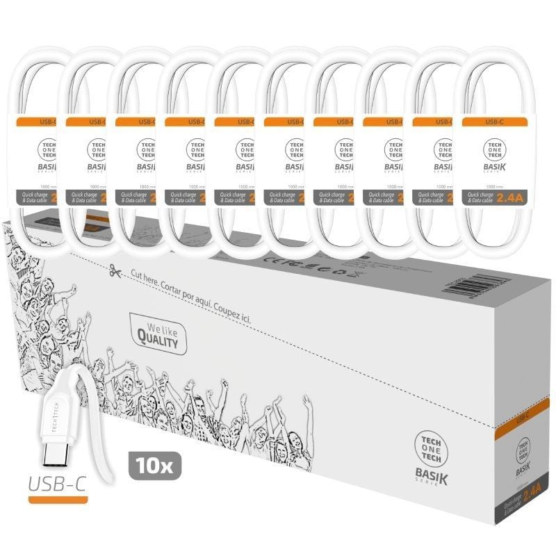 Conjunto de 10 Cabos USB 2.0 Tech One Tech Basik TEC2953 USB 2.0 / USB Macho - USB Tipo C Macho / 1…