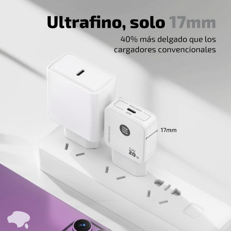 Carregador de Parede Gan Tech One Tech Gan TEC2220 / 1xusb Type-c / 20W / Branco