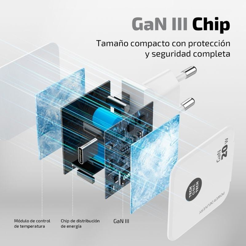 Carregador de Parede Tech One Tech TEC2221 / 1xusb Type-c + Cabo USB Type-c / 20W / Branco