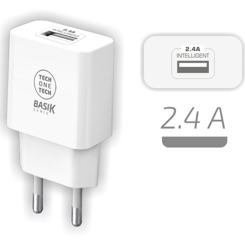 Carregador de Parede Tech One Tech TEC2904 / 1xusb / 2,4a / Branco