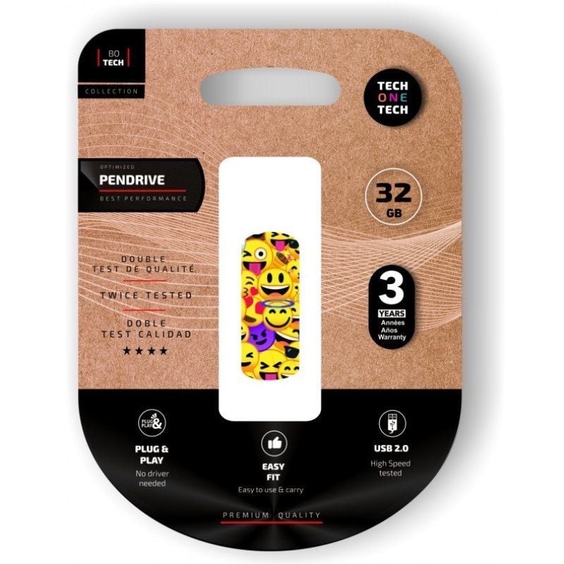 Unidade Flash USB 2.0 Tech One Tech Emoji Collage de 32 GB