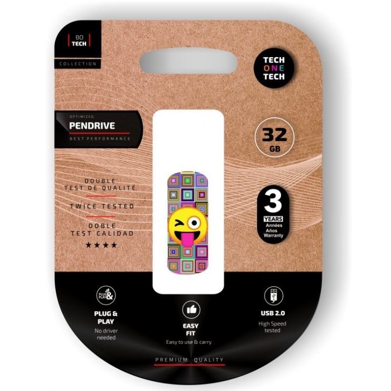 Unidade Flash USB 2.0 Tech One Tech Emoji Wink de 32 GB