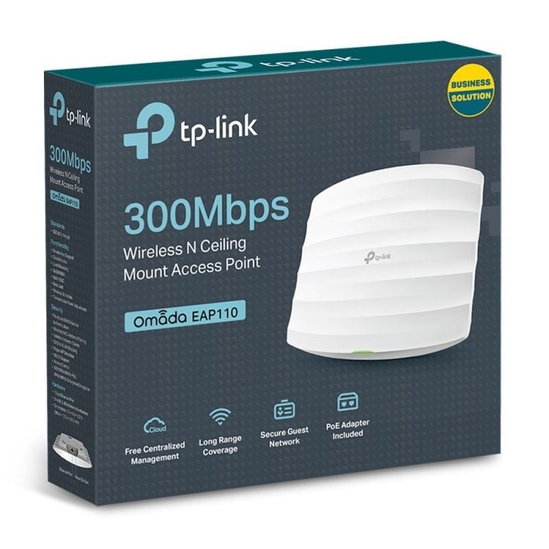 Ponto de Acesso sem Fios Tp-link Omada EAP110 Poe 300mbps / 2,4ghz / Antenas 4dbi / Wifi 802.11n /…