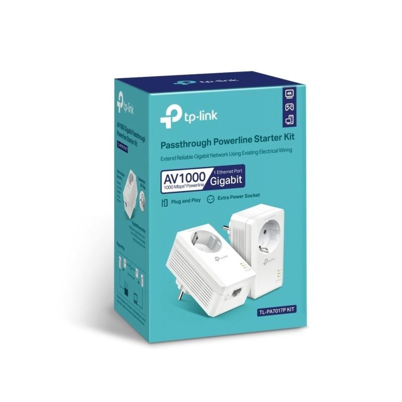 Tp-link Tl-pa7017p KIT Adaptador Powerline AV1000 1000mbps / 300m de Alcance / Conjunto de 2