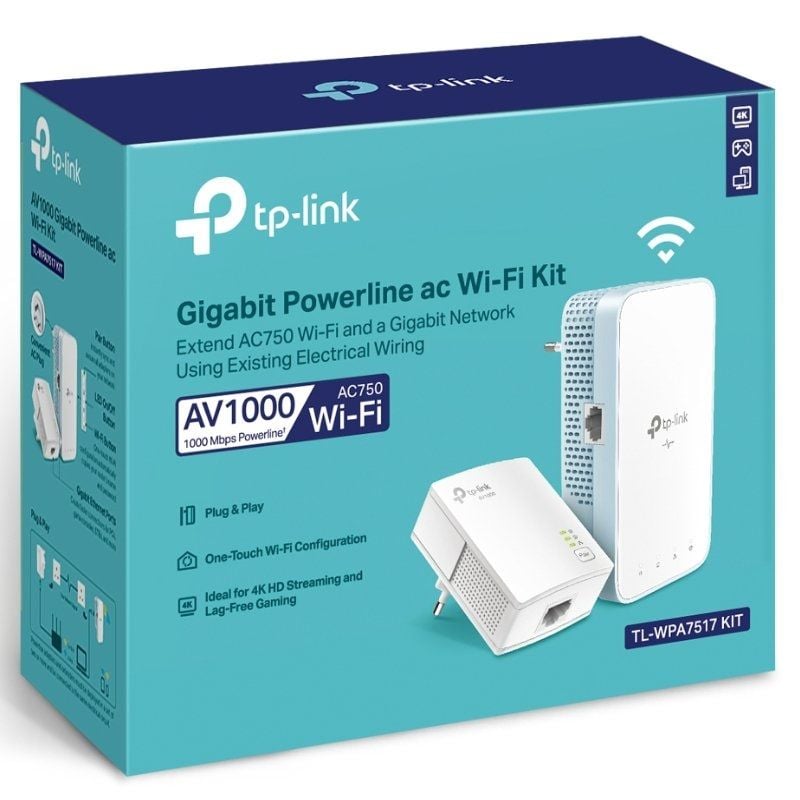 Kit de Adaptadores Powerline Tp-link Tl-wpa7517 1000mbps / 300m de Alcance / Conjunto de 2