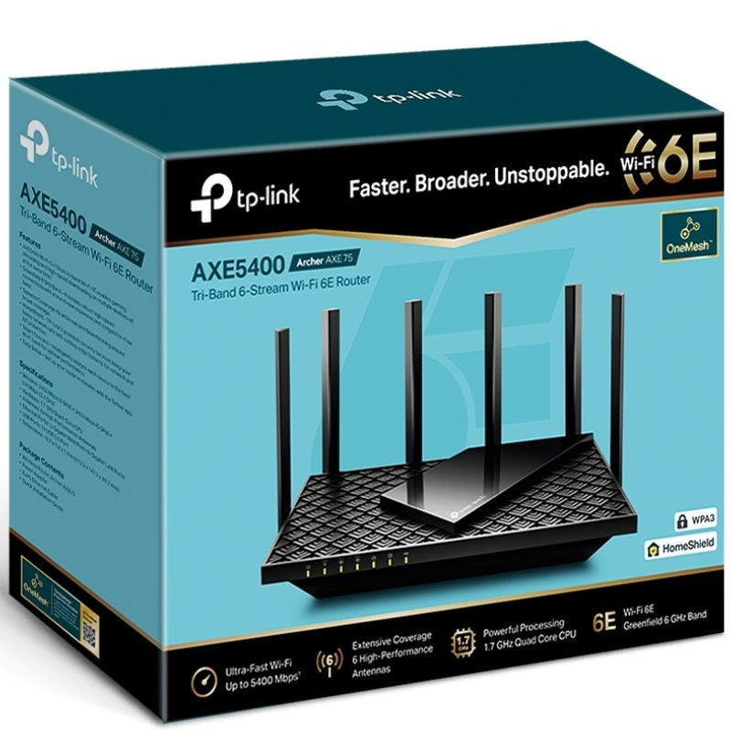 Router sem Fios Tp-link Archer AXE75 / Wifi 6E / 5400 Mbps / 2.4ghz 5ghz 6ghz / 6 Antenas / Wifi 80…