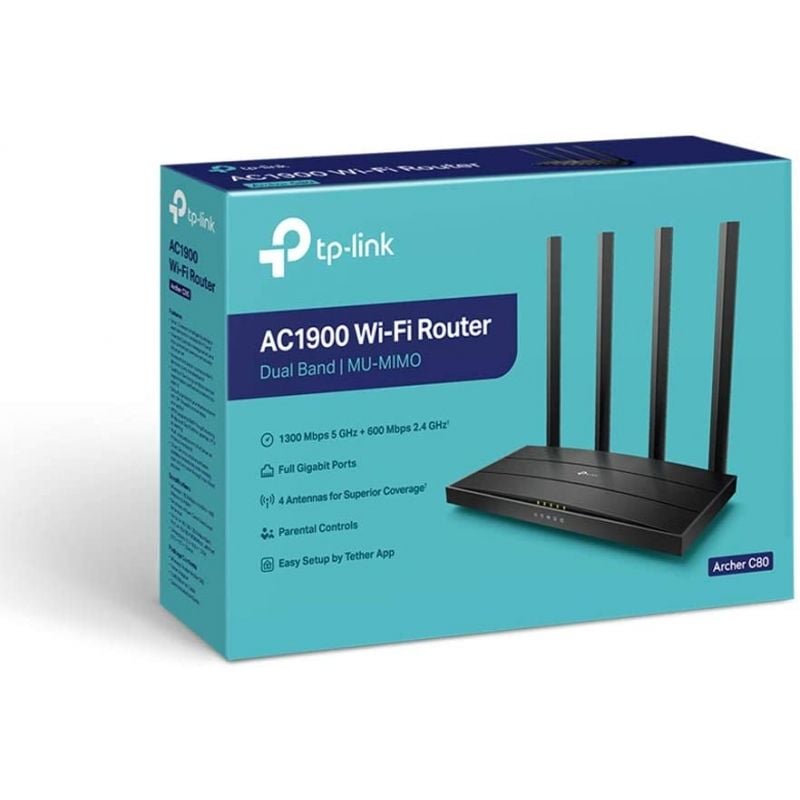 Router sem Fios Tp-link Archer C80 1900mbps / 2.4ghz 5ghz / 4 Antenas / Wifi 802.11ac / N / a / a -…
