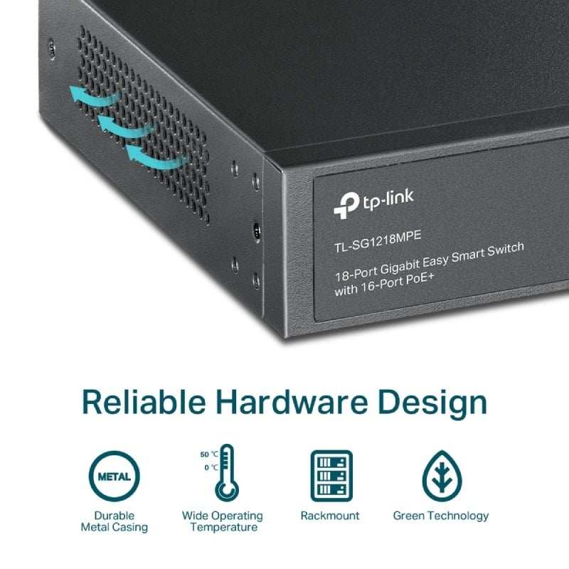 Switch Tp-link Easy Smart Tl-sg1218mpe de 20 Portas / Rj-45 10 / 100 / 1000 Poe+ / SFP