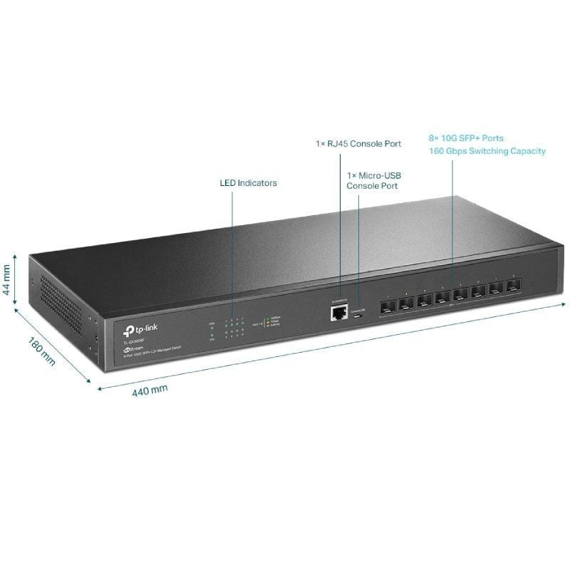Tp-link Omada Jetstream Tl-sx3008f / 8 Portas / Sfp+ 10GE Switch Gerido