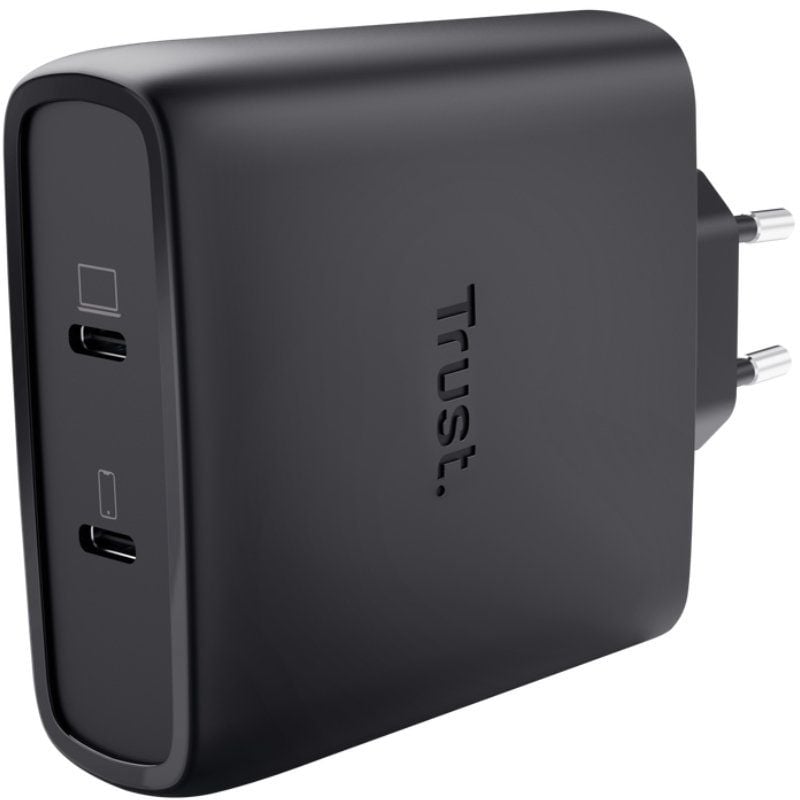 Carregador de Parede Trust Maxo 100W Gan / 2xusb Type-c / Inclui Cabo USB Type-c / 100W